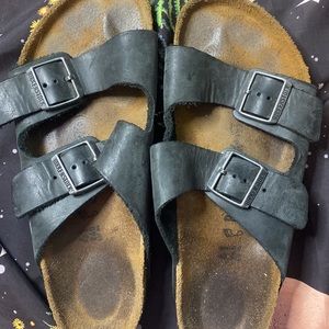 Birkenstock Arizona Oiled Leather Black Sz 41 GUC